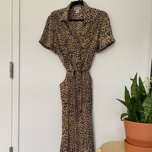 Silk Leopard Print Maxi Dress